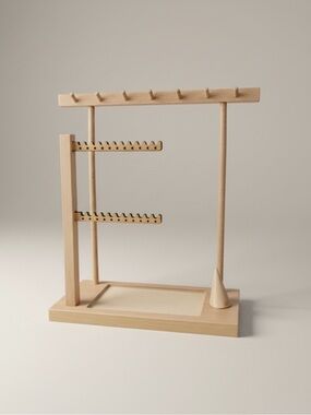 Wood Jewelry Organizer Display Stand in Light Natural Wood